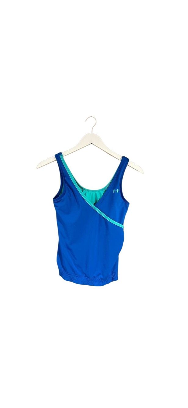 Under Armour royal blue with teal trim athletic “wrap” tank - M